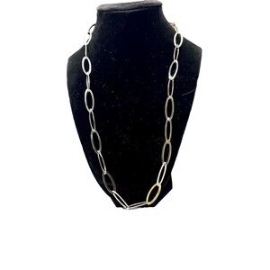 Sterling Silver Milor Italy 22in Oval Link Necklace